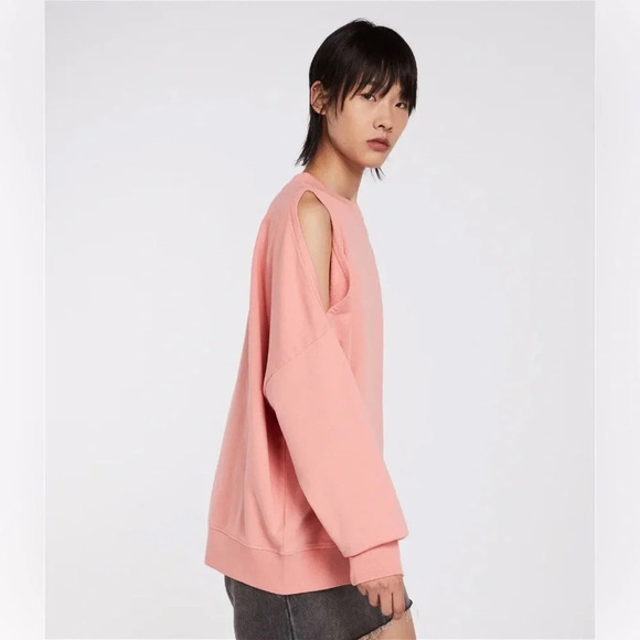 Allsaints Unai Oversized Cold  Shoulder Sweatshirt Pink - Picture 2 of 12